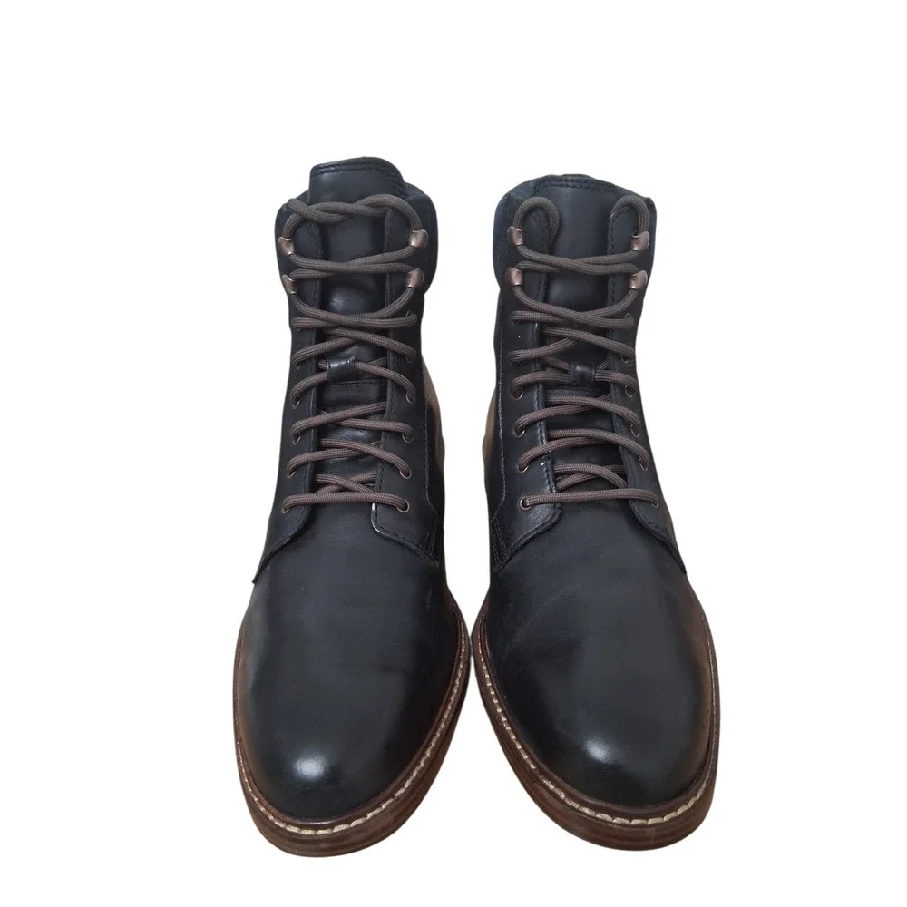 Cole Haan Mens size 8½ Black‎ Leather Classic Casual Office Dress Lace Up Boots